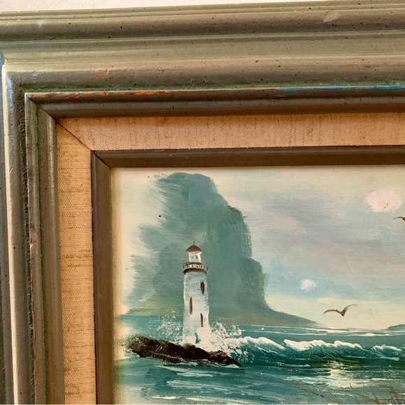 Vintage Beach Landscape Canvas Oil Painting Sine By K. Huoring  14/16 Inches - Picture 2 of 14